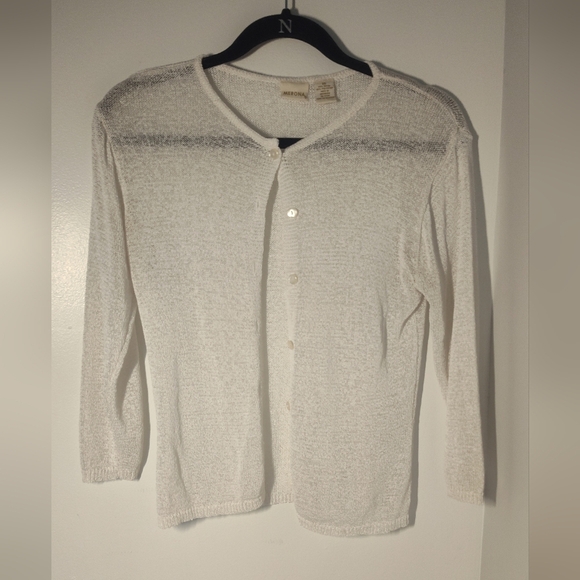 White Button-Up Cardigan Size Xs #471 - Picture 1 of 2